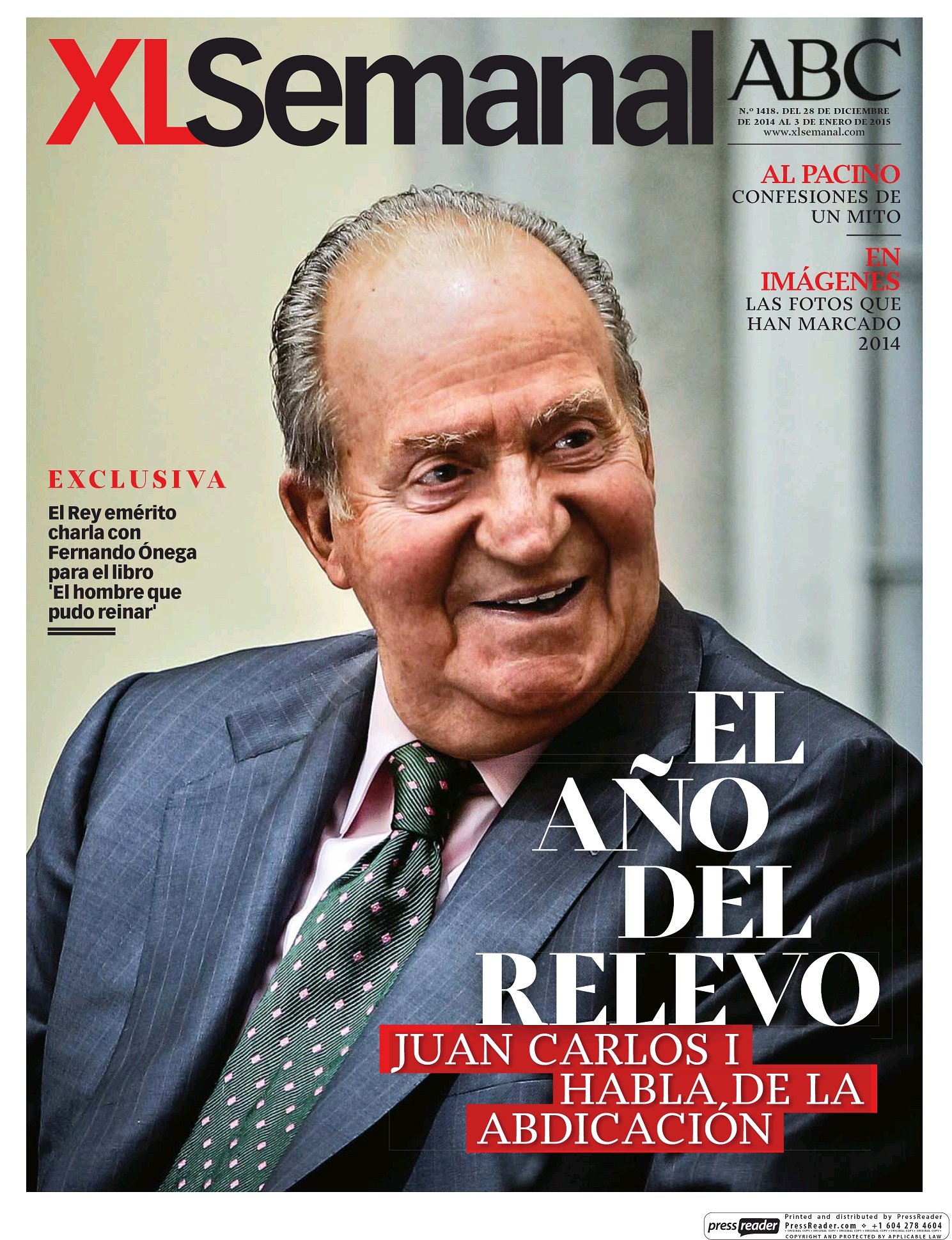 XL SEMANAL portada 28 de Diciembre 2014