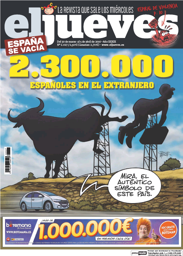 EL JUEVES portada 30 de Marzo 2016