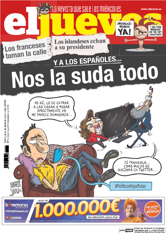 JUEVES portada 13 de Abril 2016