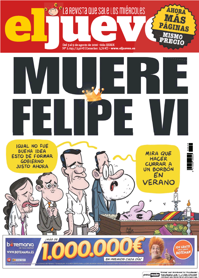 JUEVES portada 3 de Agosto 2016